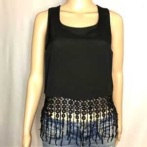 Monteau Crochet Fringe Top
